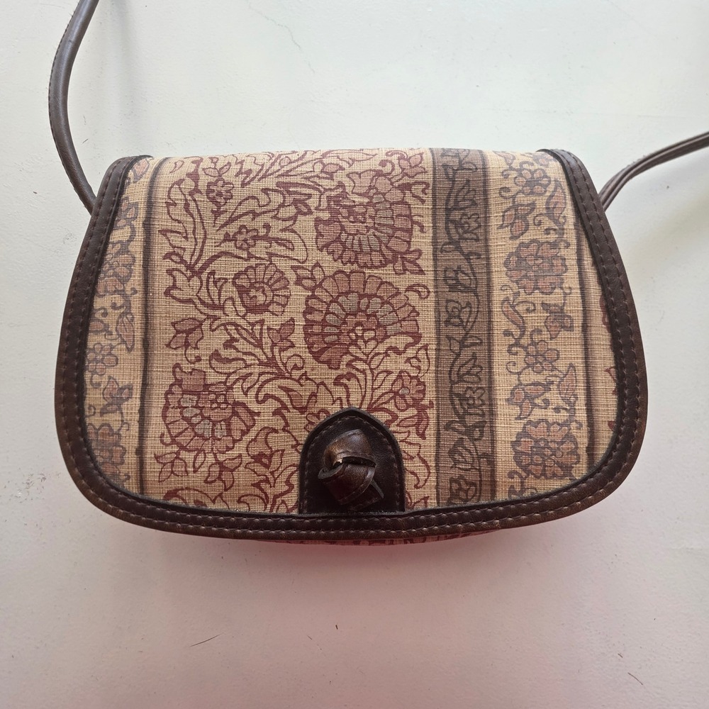 Liz Claiborne Bag Vintage Y2K Crossbody Brown Floral Cottagecore Boho Small - Picture 2 of 15
